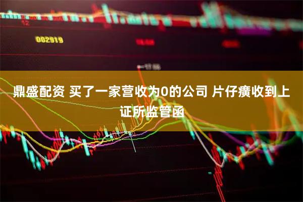 鼎盛配资 买了一家营收为0的公司 片仔癀收到上证所监管函